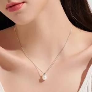 [도로시] 18k 베젤 담수진주 목걸이(랩 다이아몬드)