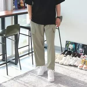 [우기브로]WSN 남자 빅사이즈 시어서커 카고 스트링 와이드 팬츠