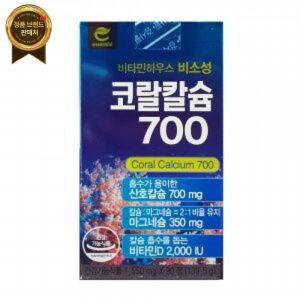 비타민하우스 (리뉴얼) 코랄칼슘700 1550mg x120정(2개월분) 비소성 산호칼슘 흡수용이 [원산지:국산]
