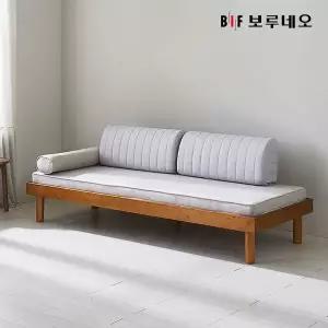 [보리보리/보루네오하우스]앳홈 솔라 원목 데이베드 소파베드 (프레임+매트+원형쿠션+등쿠션2개)