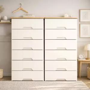 모던플러스 6단 우드상판 서랍장 플라스틱 수납장 정리함 옷장