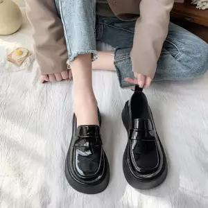 ONM 여자 유광 스타일 무광 통굽 로퍼 고품질 5cm 구두 신