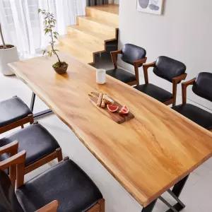 느티나무 우드슬랩 6인용 통원목 식탁 책상테이블 2000_Z/원목카페테이블/주