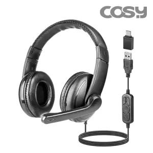 COSY USB 헤드셋 / 아이패드 태블릿 노트북 PC 어학 수업 마이크 헤드폰 C타입 젠더 선길이 2m
