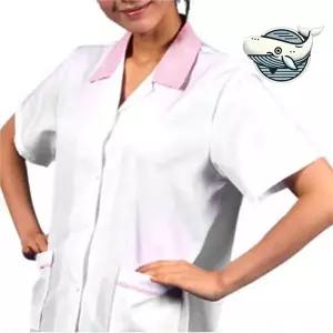 [하프클럽/알티피아]여름 쾌적 핑크카라 반팔 위생복 병원 유니폼