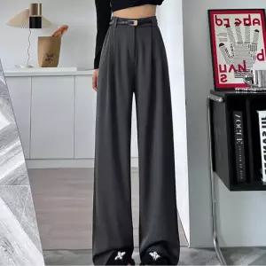 [퀸이즈][퀸이즈] [88까지][팬츠+벨트set]킨 뒷밴딩 핀턱 와이드 롱 슬랙스