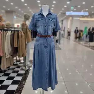 [시슬리]허리 밴딩 데님 셔츠형 원피스 (SAOPC6531 블루)_DJ