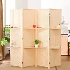 4단 200cmx180cm 수납 파티션 베이지 라탄 (WFHJKN0)