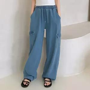 [유야]여성 밴딩 와이드 데님 카고 팬츠 청바지 -FPN0576- 여름