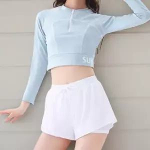/신상오픈런 여성 크롭 긴팔 래쉬가드 반바지 투피스 세트