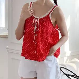 [하프클럽/]여자 레이어드 레이스 플라워 스트랩 러블리 면 나시