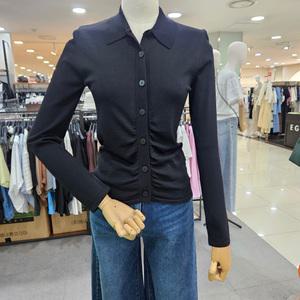 시슬리/애플아울렛/직수입 슬림핏 카라 셔링 가디건 4F-1WTHM500K