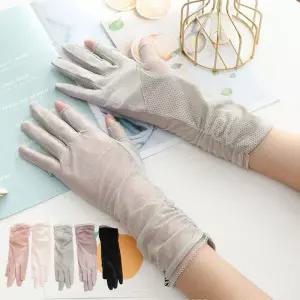 봄 여름 가을 여성 자외선차단장갑 주름 망사 패션 운전 두손가락 긴장갑