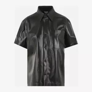 다크 그린 가죽 숏슬리브 오버셔츠 727902 VKLC03350