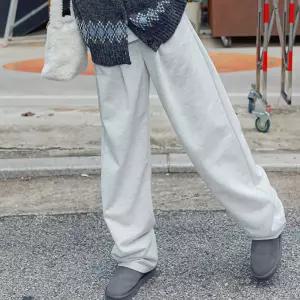 와이드 핀턱 밴딩 롱 팬츠 트레이닝 여성 빅사이즈