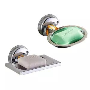 흡착식 비누걸이 실버 짐 케이스 사각 스테인레스 물빠 화장실 원형홀더 지는 받침 인테리어