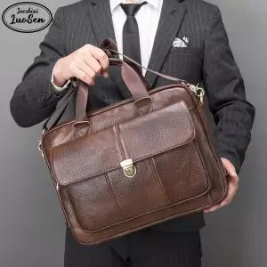 LUOSEN 남자 천연소가죽 남성가방 노트북 서류가방 크로스백