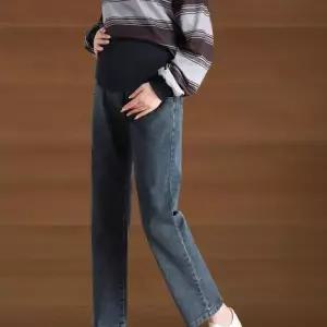 [하프클럽/]여성 임산부용 코튼 스판 일자핏 워싱 청바지