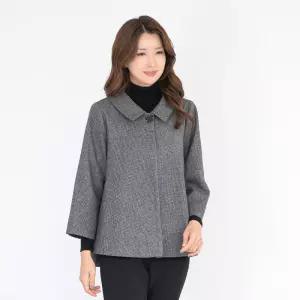 [모슬린]엄마옷 울모직 카라 잔체크 정장 망토자켓 511FGH005 마담중년여성빅사이즈50대60대