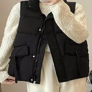 [예쎄][예쎄] 삼각 스트랩 끈 장식 패딩 베스트 S4WVT014A