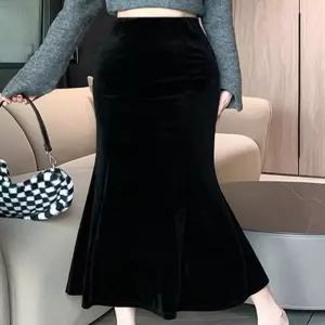 [예쎄][예쎄] 벨벳 융기모 밴딩 머메이드 스커트 S4WSK002A