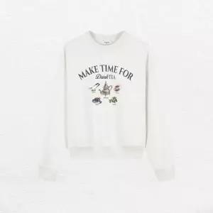 [폴햄]여성 더블니트 크롭 그래픽 맨투맨 티셔츠(PHF4TR2220)