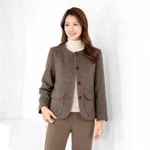 [모슬린]엄마옷 울모직 라운드 헤링본 자켓 511FGH130 마담중년여성빅사이즈50대60대