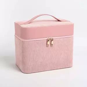 화장품정리함 코듀로이 3단 메이크업가방 휴대용 메이크업박스 화장품박스 메이크업가방 메이크업케이스 l