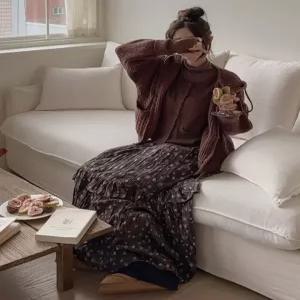 [엘루이즈][엘루이즈] [벨벳] 리디하 빈티지 플라워  레이어드 프릴 나시 롱원피스