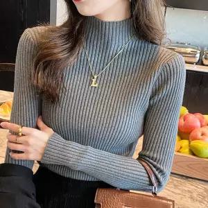 여성 반폴라 골지 니트티 터틀넥 목폴라 반목티 베이직 기본 여자 긴팔 니트 니트티 여성 옷 겨울 여자