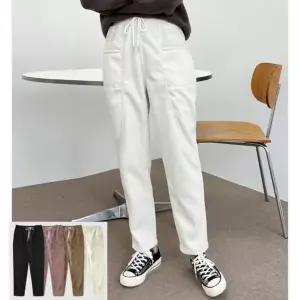 [하프클럽/]끈 기본 기모 바지 따뜻한 허쉬 배기 와이드팬츠 팬츠