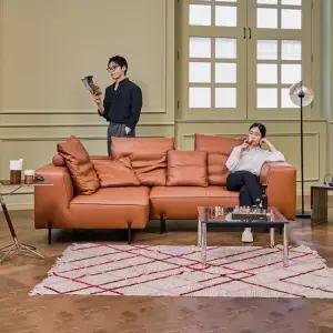 [상품권2만원증정][다우닝] 포네 3.5인 오픈코너 모듈 전체 내추럴가죽 소파