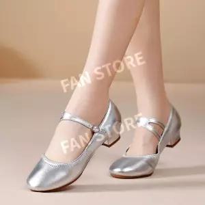 여성 발편한 댄스화 흰색 재즈 줌바 댄스스포츠화