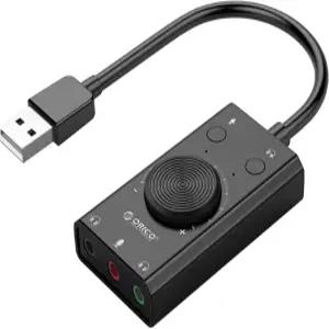 도쿨러 외장 사운드 카드 마이크 잭 및 3.5mm 헤드폰이 포함된 USB 오디오 어댑터 스테레오 볼륨 조절이