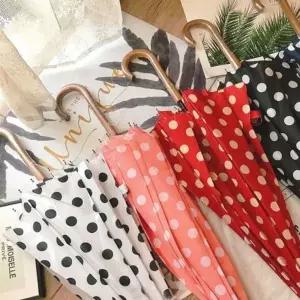 [하프클럽/]땡땡이 데이 컬러 장우산 기본 도트 12k 원목 손잡이