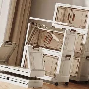 투명 접이식 의류 정리함 옷방 수납 박스 (WFJ4YVW)