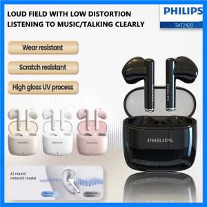 PHILIPS TAT2420 MINI 세미 인 이어 무선 Bluetooth 헤드폰은 HIFI 음질과 지능형 통화 소음 감소를 제공합