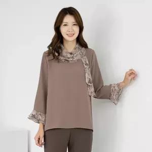 엄마옷 쉬폰 스카프 터틀 블라우스 1GHJ24705 중년여성 마담 60 70대  빅사이즈 할머니