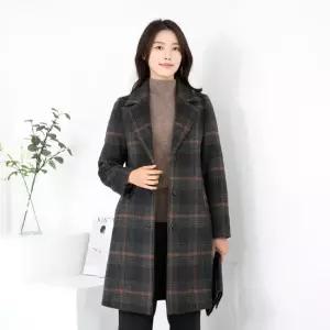 엄마옷 울 카라 체크누빔롱코트 1GHJ24723 중년여성 마담 60 70대  빅사이즈 할머니