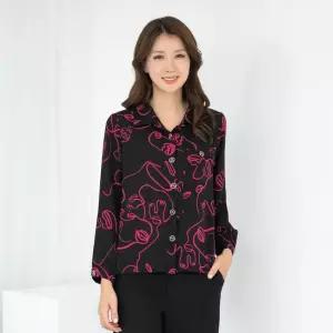 엄마옷 카라 오픈 긴팔 블라우스 1GHJ24467 중년여성 마담 60 70대  빅사이즈 할머니