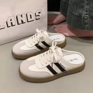 고품질 여성 투라인 스니커즈 운동화 심플 캔버스 뮬 슬리퍼 (WFJRCJK)