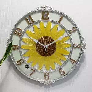 무소음 대형 해바라기 은도금 주물 벽시계 HCA-613S