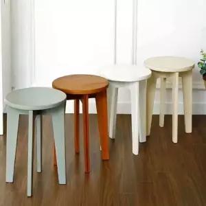 빈티지 원형 스툴 원목 우드 미니 스텝 나무 화장대 (WFK8XM9)