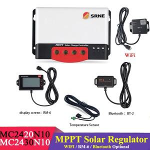 SRNE MPPT 50A 40A 30A 20A 12V/24V 태양광 충전 컨트롤러, 최대 100V PV 입력, WIFI 옵션, 젤, 납, 리튬