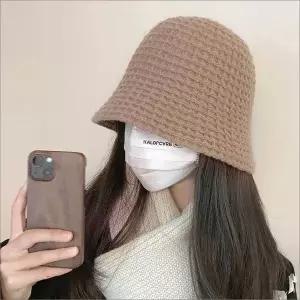 벙거지 모자 여자 가을 겨울 와플 패턴 니트 버킷햇 4색 (WFK91FT)