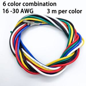 6가지 색상  세트당 3m/10피트  16/18/28/24/26/28/30 AWG 연선 주석 도금 구리 연결 와이어