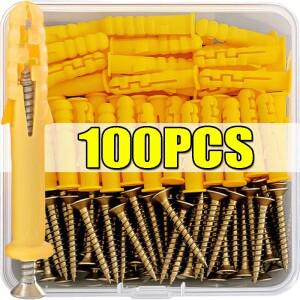 50/100세트 금속 셀프 드릴링 나사 리브드 드라이월 및 벽 앵커 키트 월 플러그 확장 볼트 하드웨어