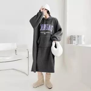 [유야]여성 뽀글이 양털 후드 롱 원피스 맥시 -FOP0572- 겨울