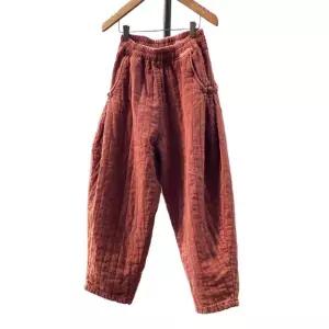 솜바지 누비바지 여성 누빔 방한 도톰한 캐주얼 레드 M