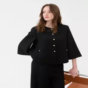 질스튜어트 뉴욕 여성 25SS [스테디셀러] 블랙 단색 7부소매자켓 WJJA5B470BK